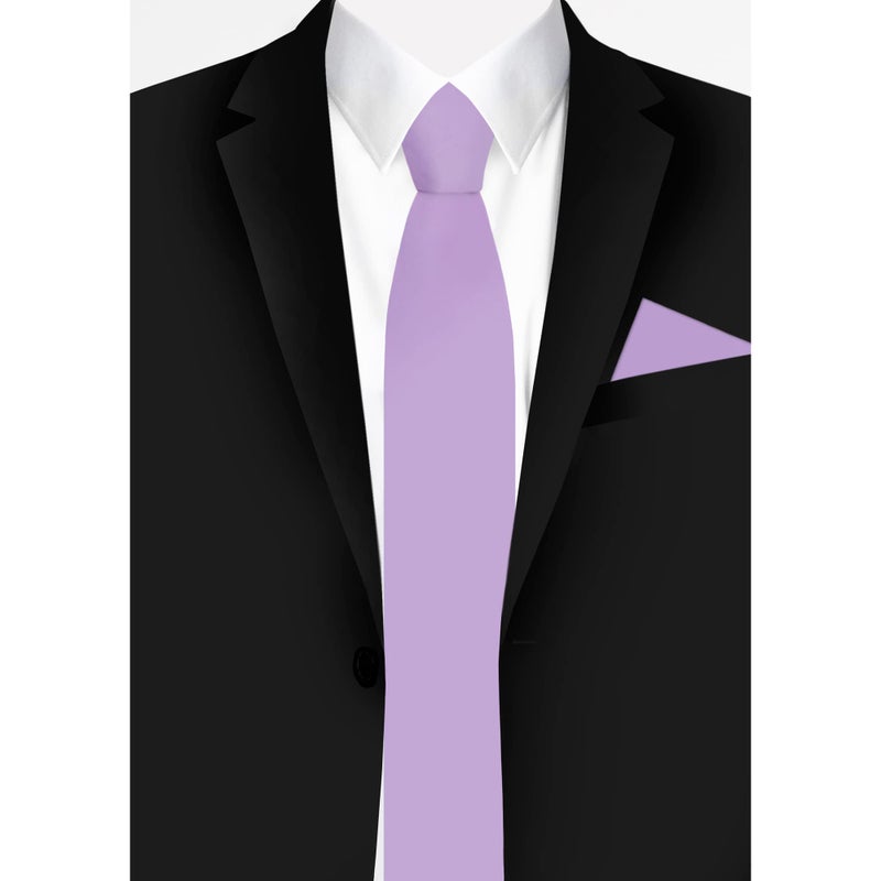 Jacob Alexander Men's Slim Width 2.75" Solid Color Tie - Lavender - Image 3